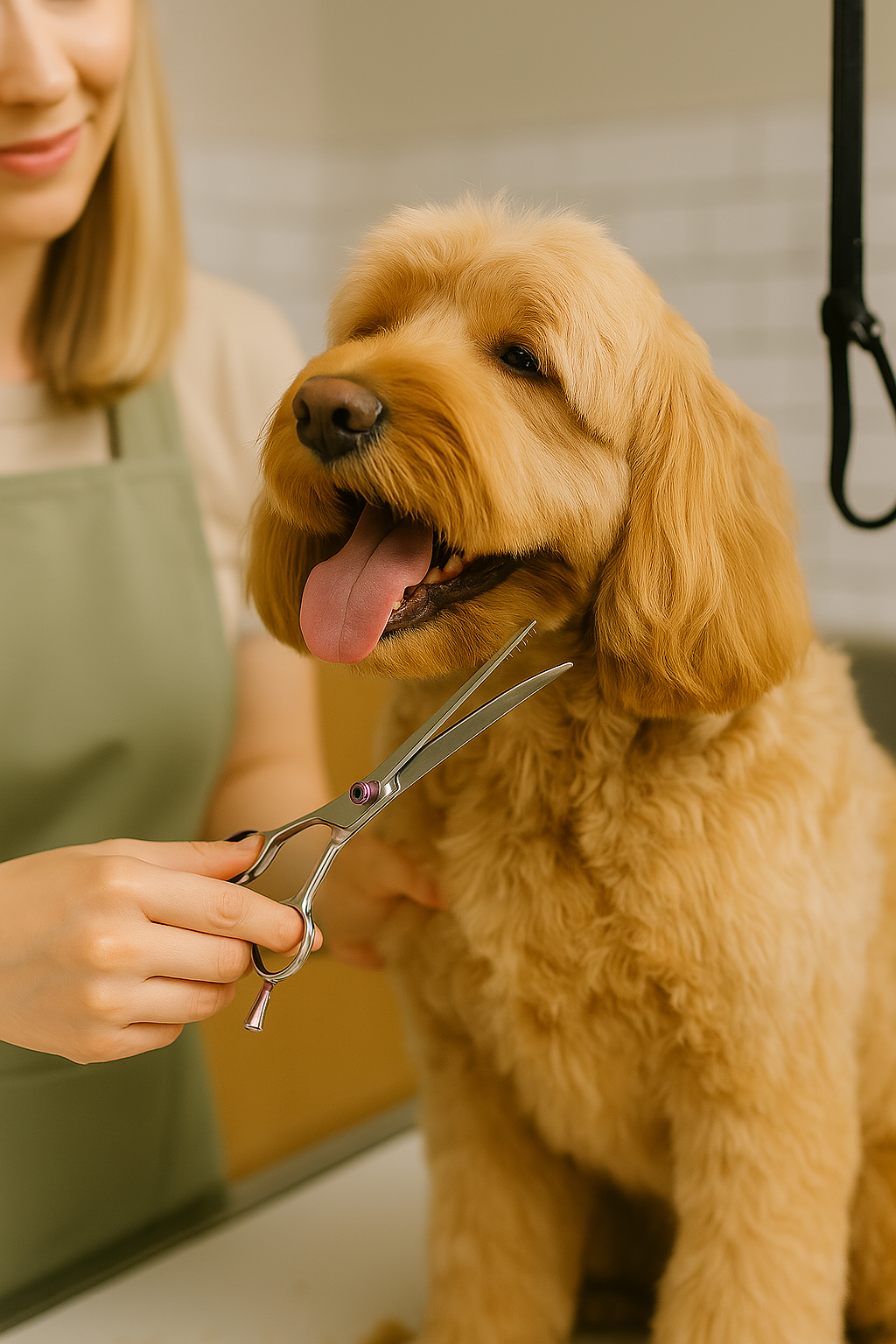 chien - coupe de poil - brosse - langue - heureux - salon de toilettage